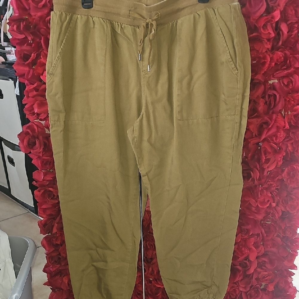 Style & Co Women's Olive Khaki Relaxed Fit Chino Feel Pants Size XLarge